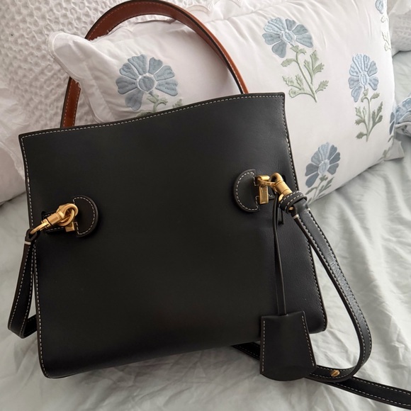 TORY BURCH MEDIUM RADZIWILL LEE BLACK LEATHER DOUBLE BAG - Picture 7 of 10